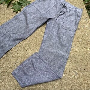 Athleta Women's Size 12 Blue 100% Linen Wide Leg Pants!